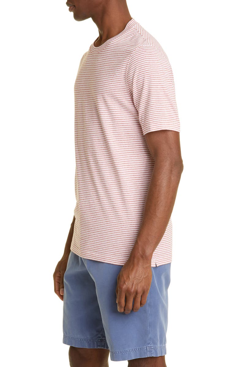 Brunello Cucinelli Stripe Cotton & Linen T-Shirt, Alternate, color, 