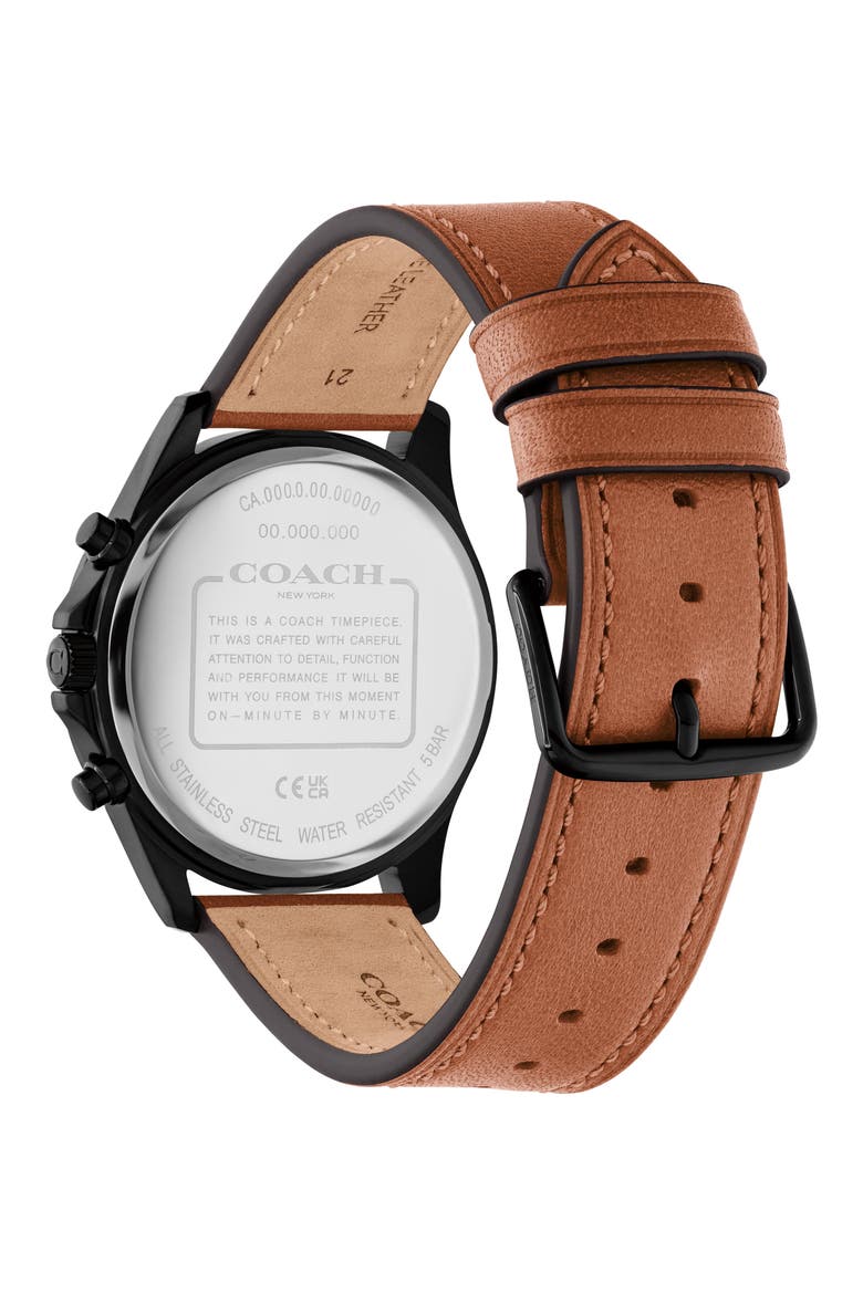 Oliver Leather Strap Watch, Alternate, color, SADDLE
