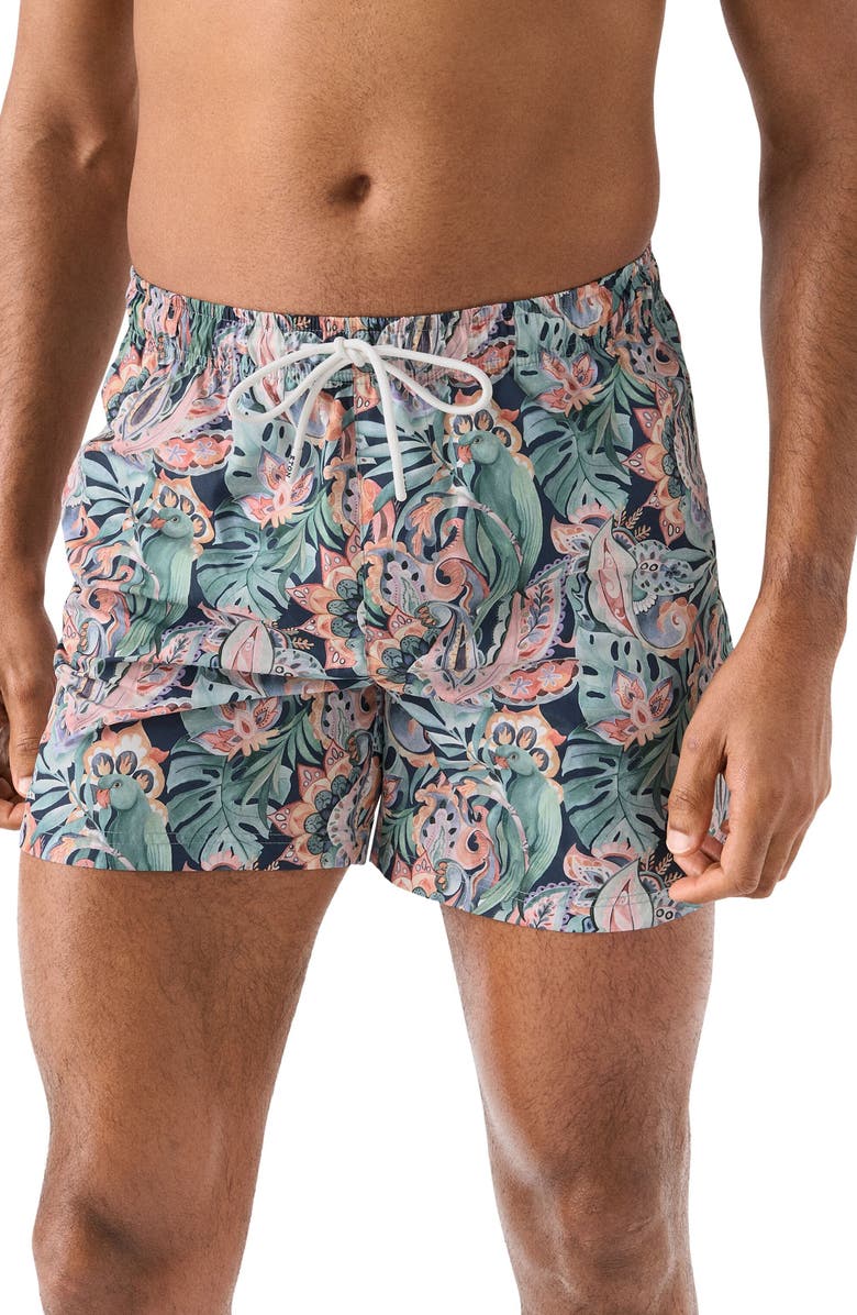 Eton Floral Swim Trunks, Main, color, Green Multi