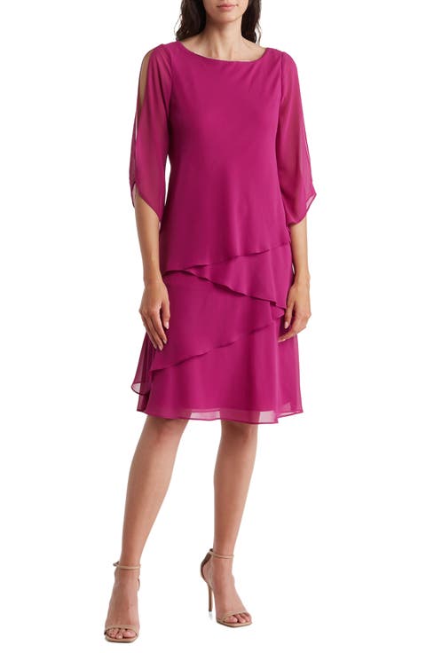 Chiffon Split Sleeve Cocktail Dress