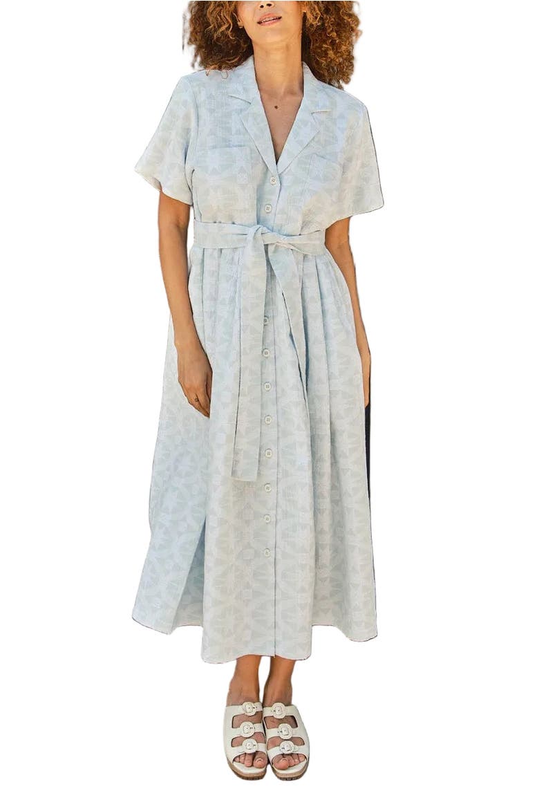 Sabine Button Front Collared Midi Dress, Main, color, Calm
