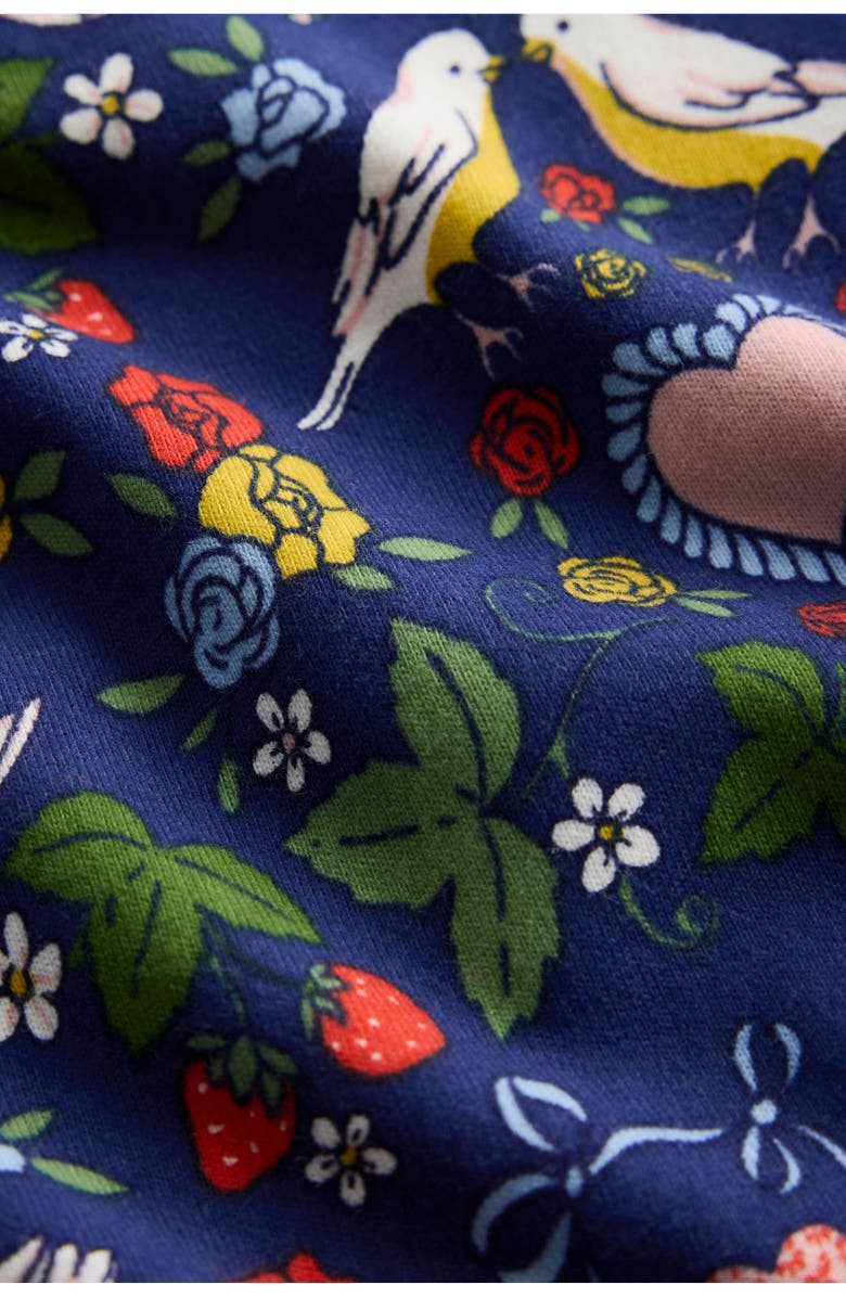 Mini Boden Kids' Posie Long Sleeve Cotton Jersey Dress Toddler, Little Kid & Big Kid), Alternate, color, Starboard Blue Lovebirds