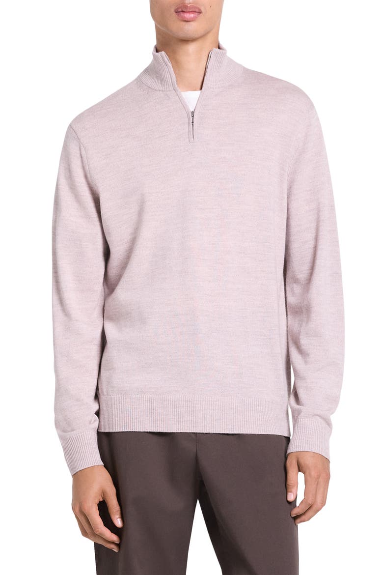Hilles Quarter Zip Cashmere Sweater, Main, color, PALE CLAY MELANGE - 2YS
