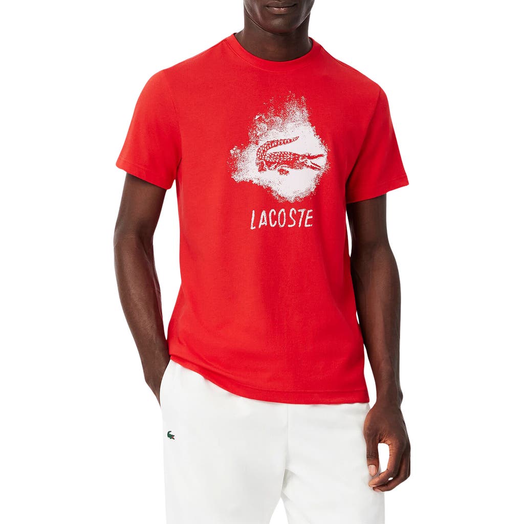 Lacoste Men's Ultra Dry Graphic Sport T-shirt - S - 3 In Red