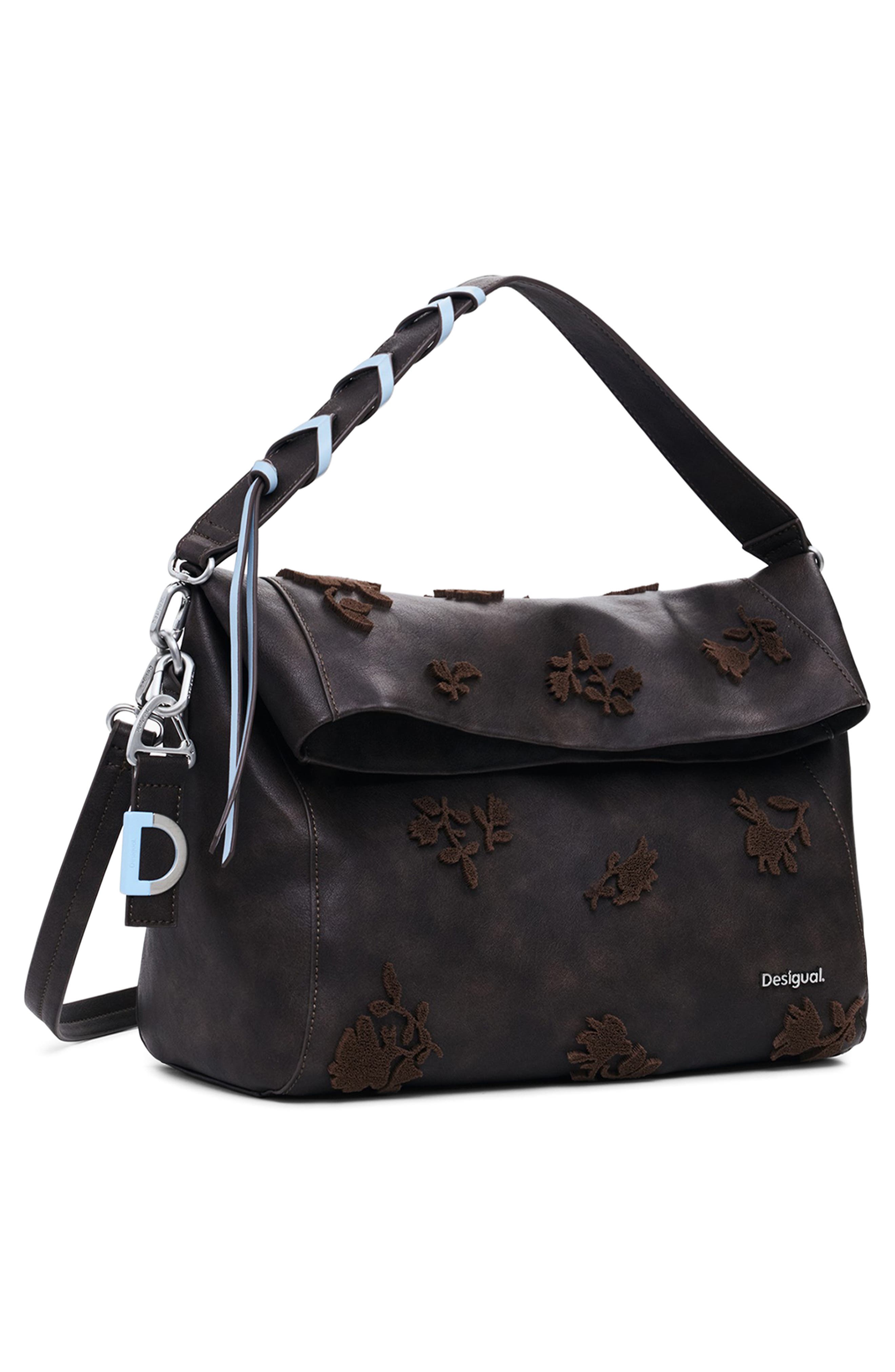 Desigual Faux Leather Top Handle Bag, Alternate, color, Dark Brown