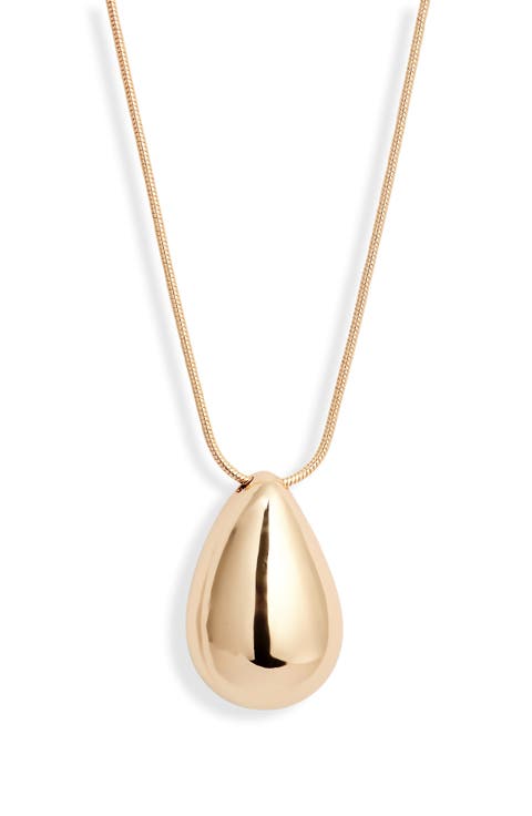 Polished Teardrop Pendant Necklace