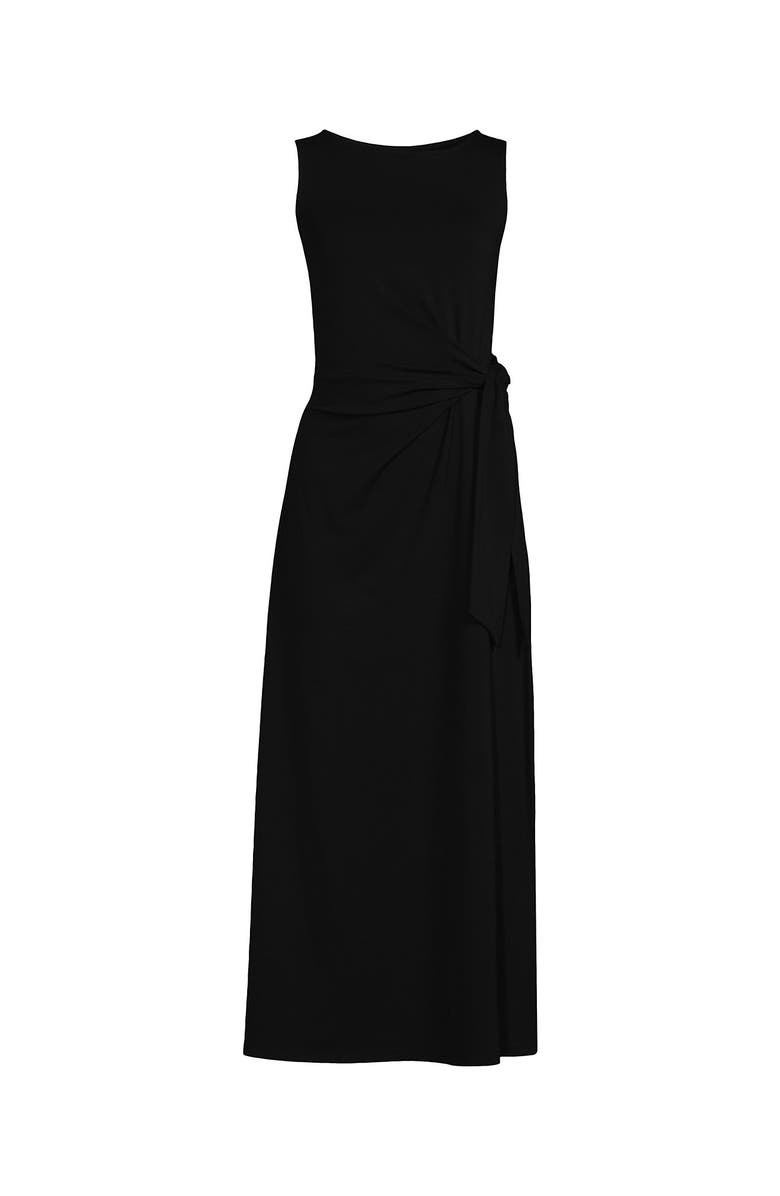 Lands' End Cotton Modal Sleeveless Tie Waist Maxi Dress, Alternate, color,