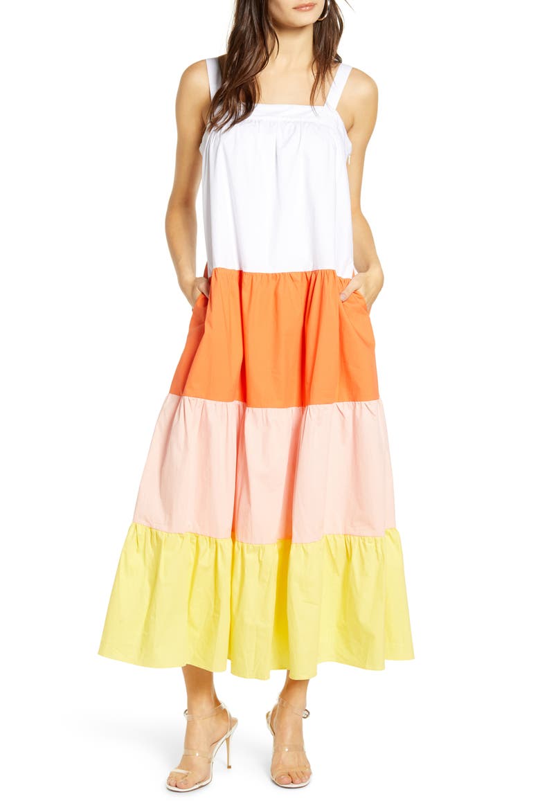 Colorblock Maxi Dress, Main, color, MULTI