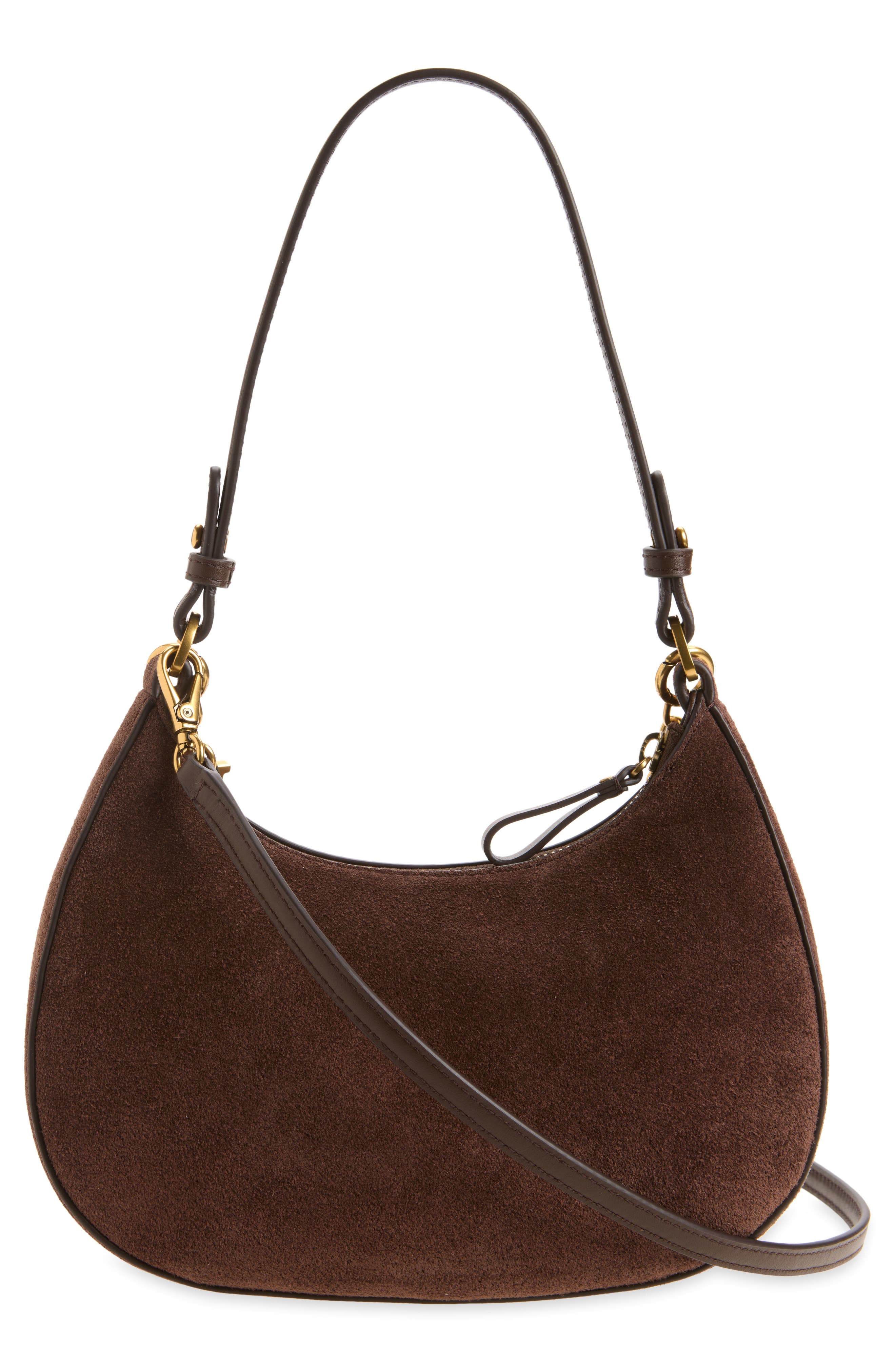Chain Suede Shoulder Bag, Alternate, color, CHSNT BRWN