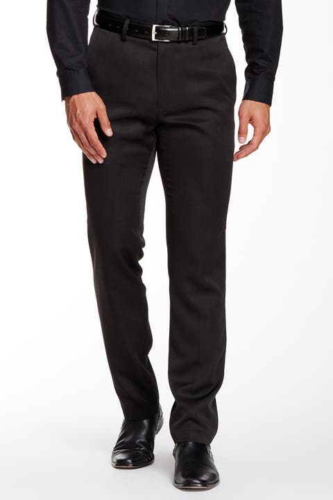 Black fashion dress pants mens slim fit