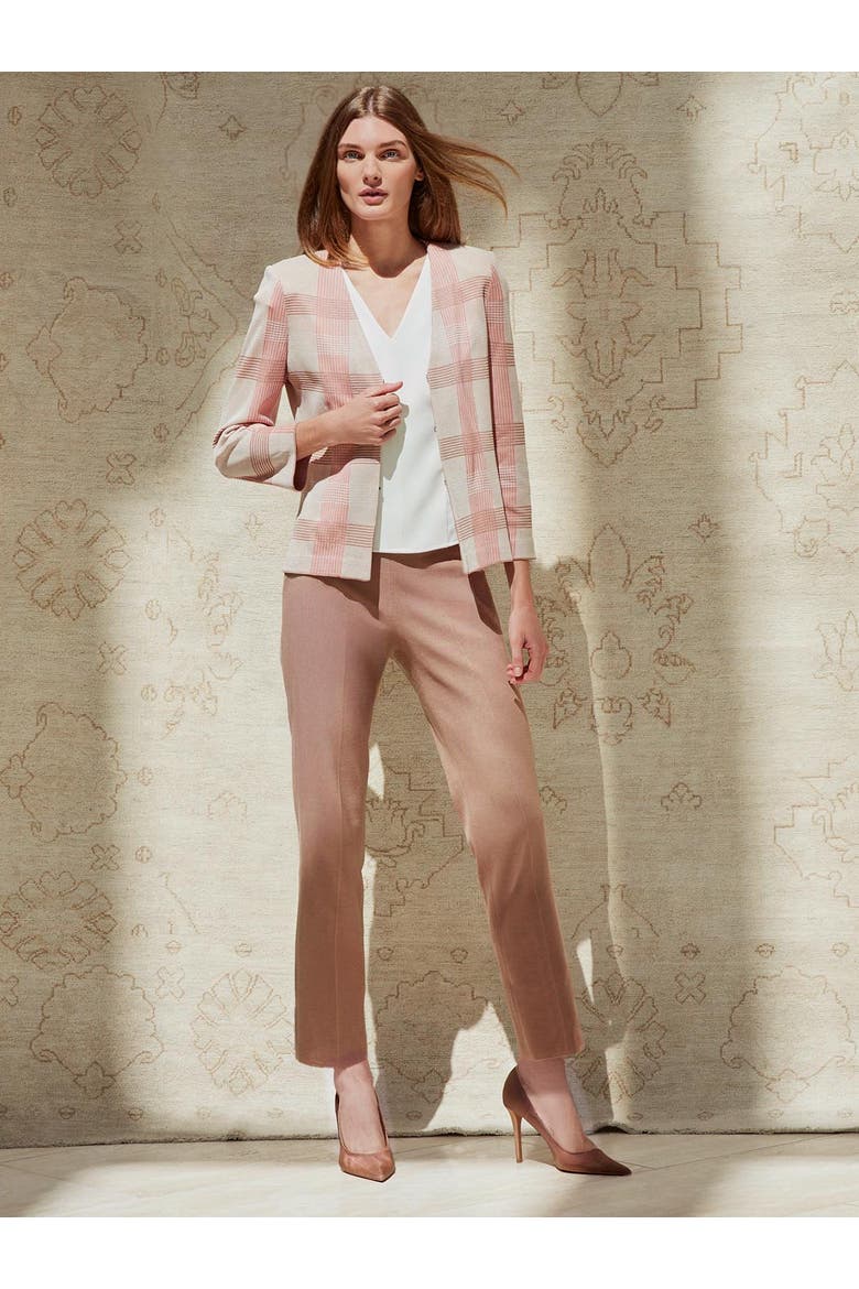Tailored Multi Color Plaid Knit Jacket, Main, color, Honey Suckle/Biscotti