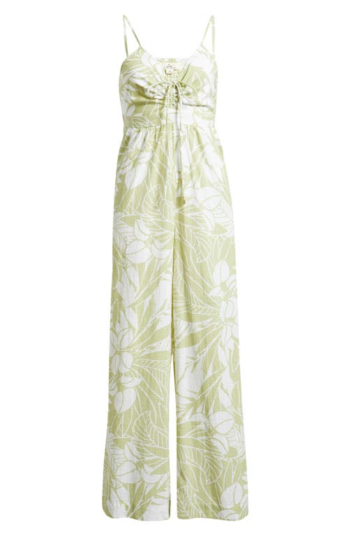 Rip Curl Cala Cadella Palm Print Jumpsuit In Sage