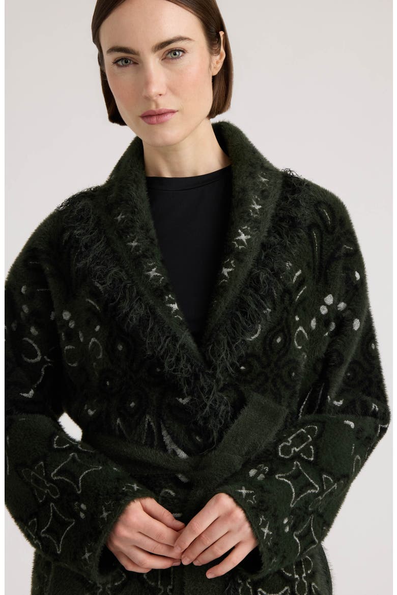 Paisley Fringe Belted Coatigan, Alternate, color, OLIVE