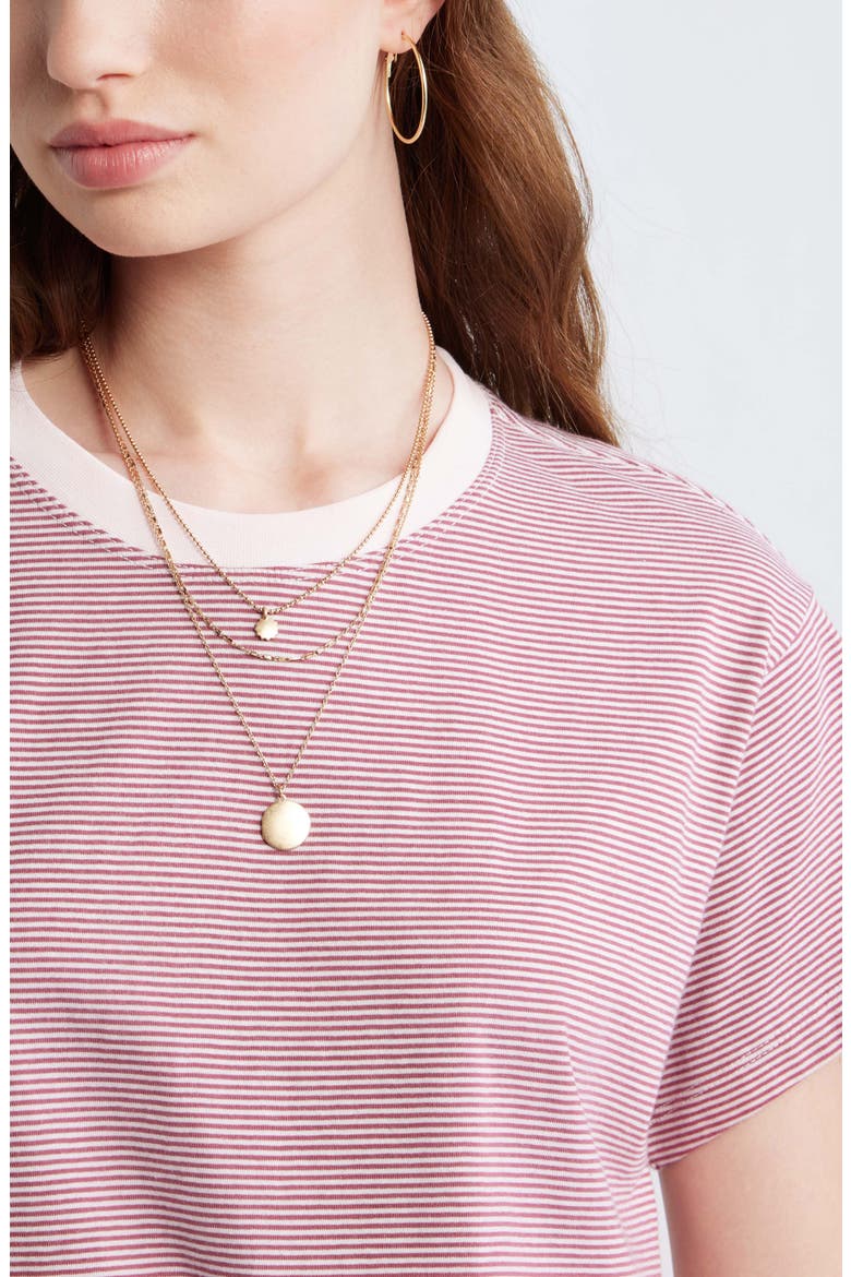 Favorite Cotton T-Shirt, Alternate, color, PINK- BURG MICRO STRIPE