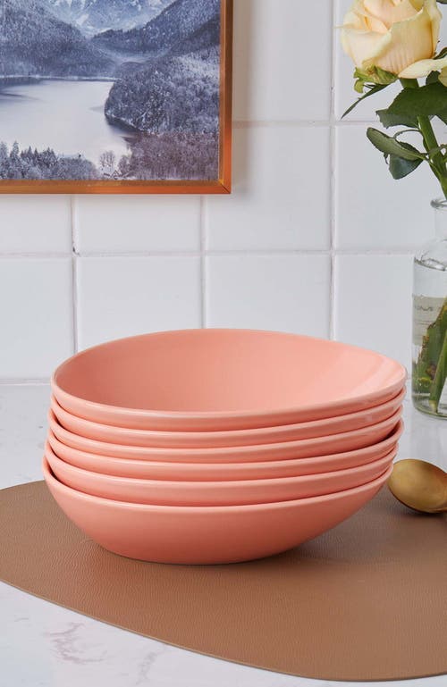 Stone Lain Delilah Porcelain 6-piece Pasta Bowl Set In White