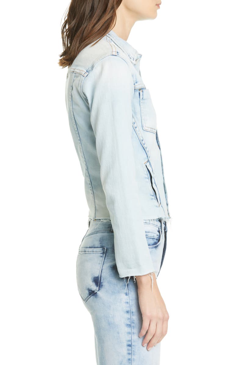 L'AGENCE Janelle Raw Cut Slim Denim Jacket, Alternate, color,