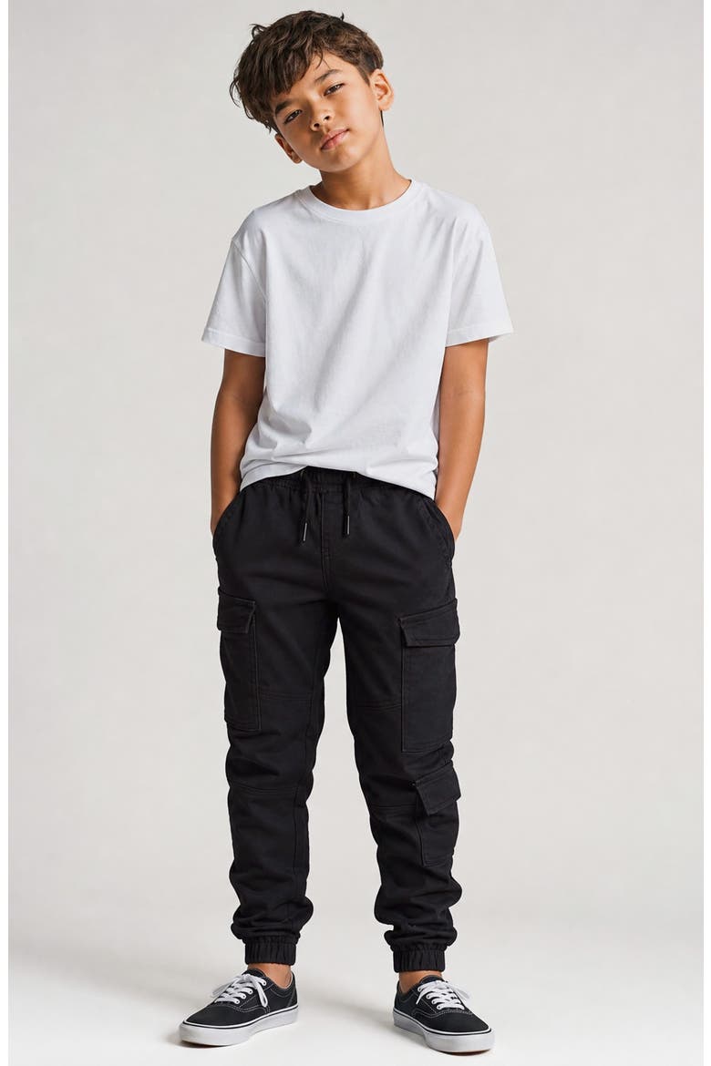 Kids' Legend Stretch Twill Cargo Jogger Pants, Alternate, color, BLACK