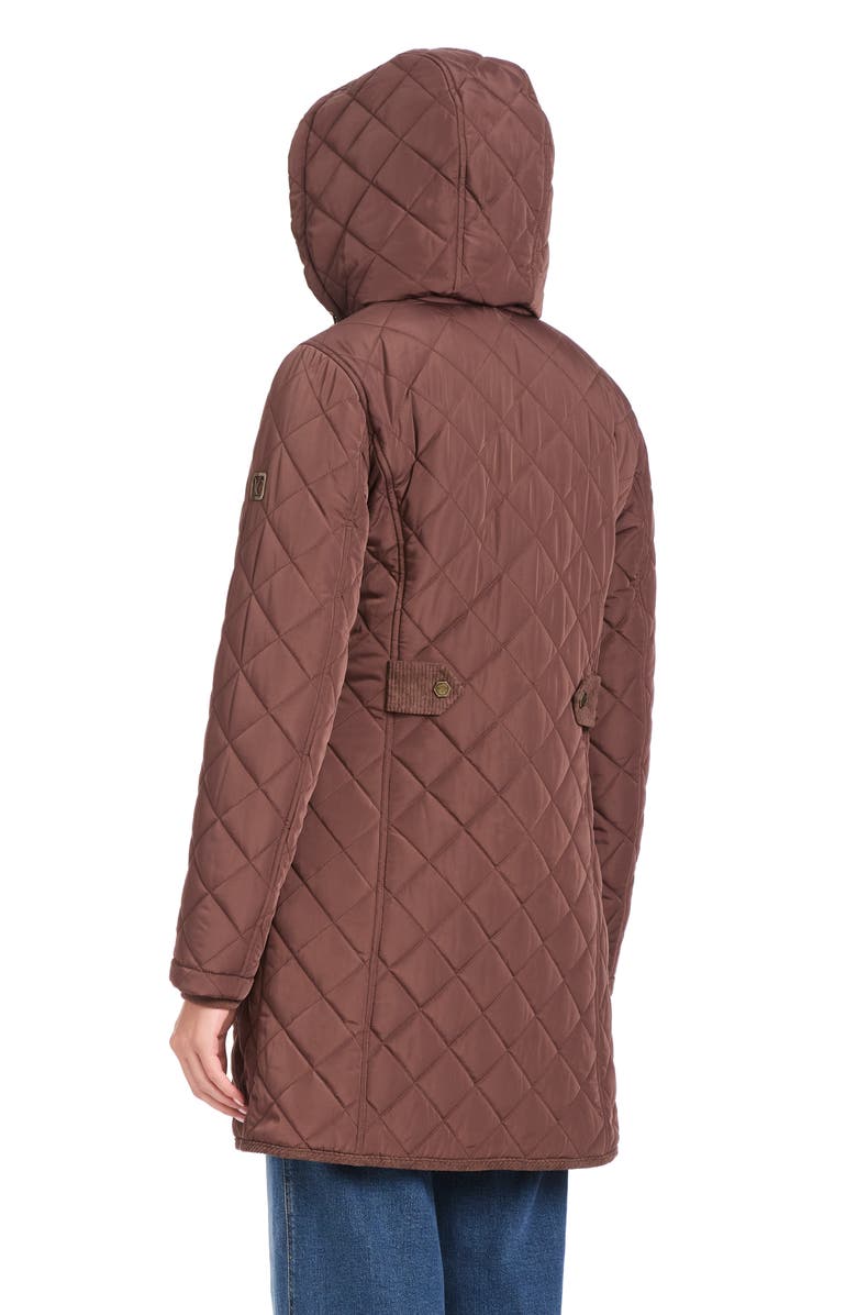 Vince Camuto Water Resistant Quilted Coat with Removable Hood, Alternate, color, French Roast