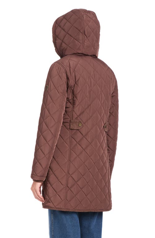 Vince Camuto Water Resistant Quilted Coat With Removable Hood In Brown