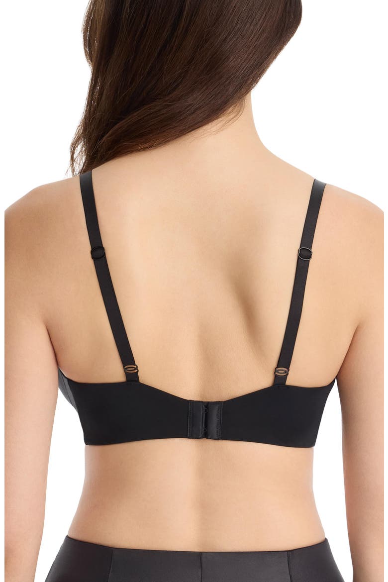 Late Night Faux Leather Unlined Underwire Bra, Alternate, color, Black