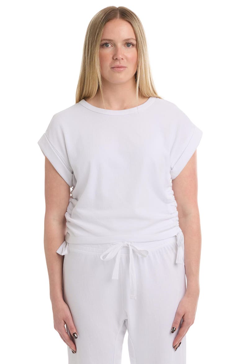 Round Neck Side Drawstrings Tee, Main, color, White