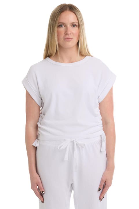 Round Neck Side Drawstrings Tee