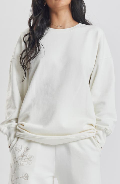 Salix Blossom-Embroidered Ethical-Cotton Sweatshirt