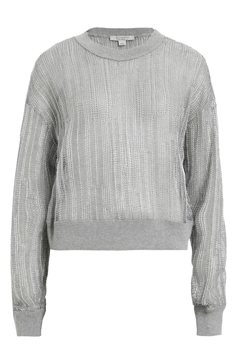 AllSaints Giana Open Stitch Sweater, Alternate, color, Silver