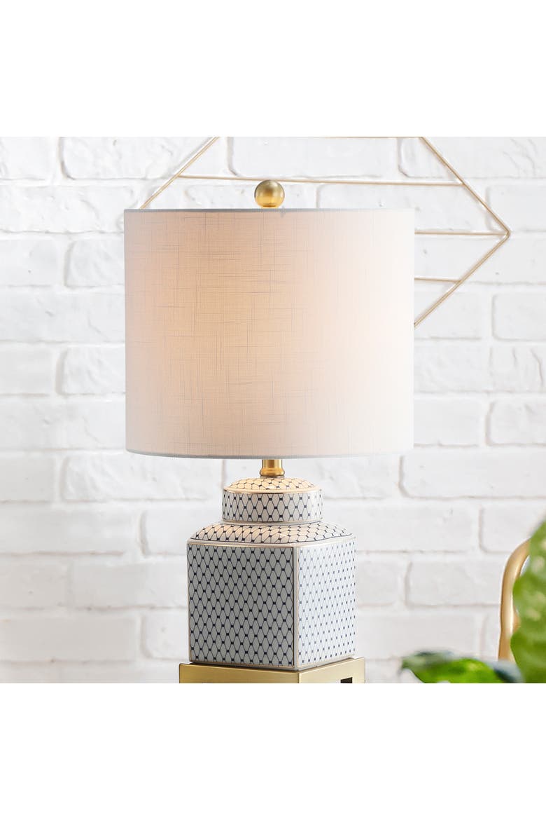 Cleo Ceramic/Metal Ginger Jar LED Table Lamp, Alternate, color, White/Navy