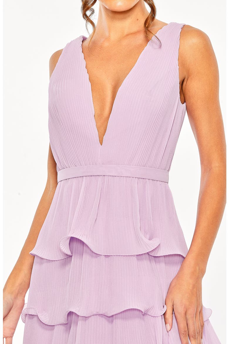 Deep V Chiffon Sleeveless Ruffle Midi Dress, Alternate, color, Orchid