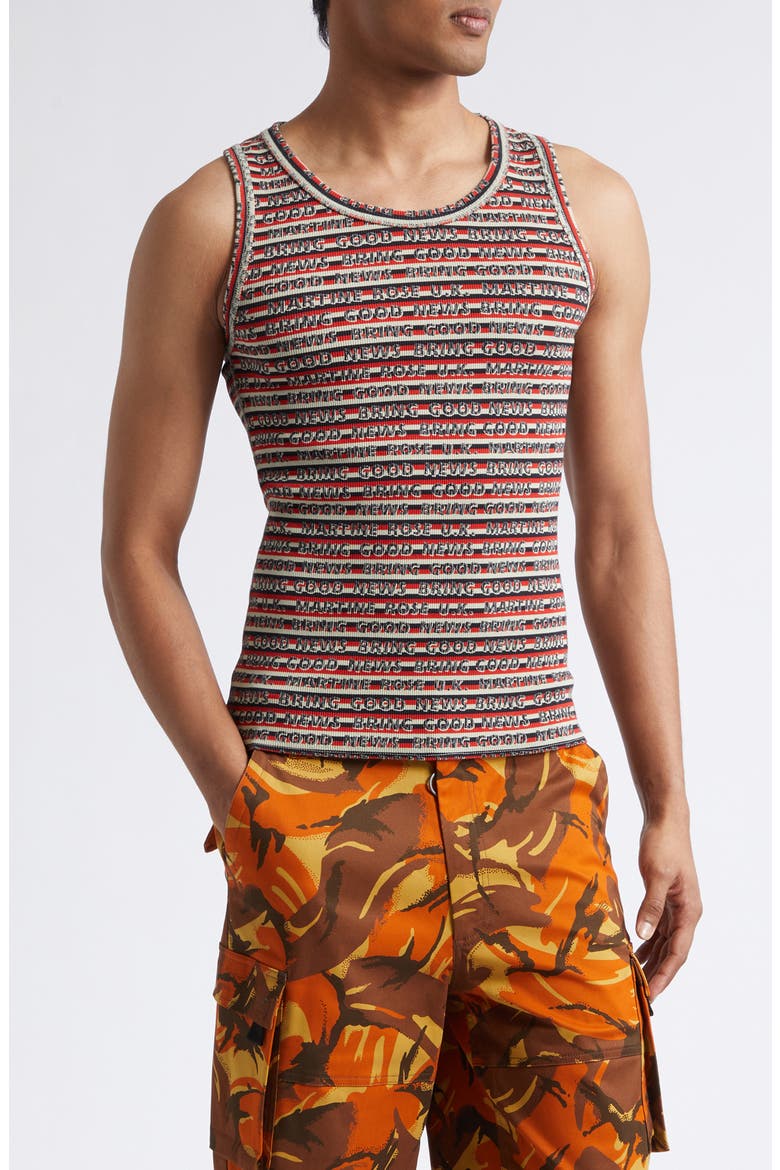 Bring Good News Rib Tank, Alternate, color, RED GREY STRIPE