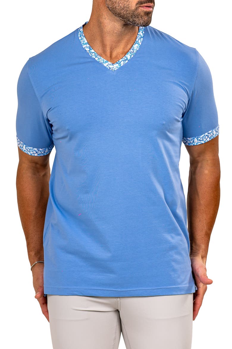 Edison Marthyr0005 Blue Cotton V-Neck T-Shirt, Alternate, color, BLUE