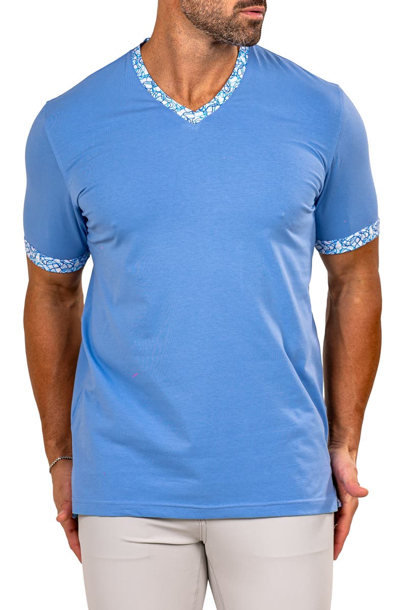 Maceoo Edison Marthyr0005 Blue Cotton V-Neck T-Shirt, Alternate, color, 