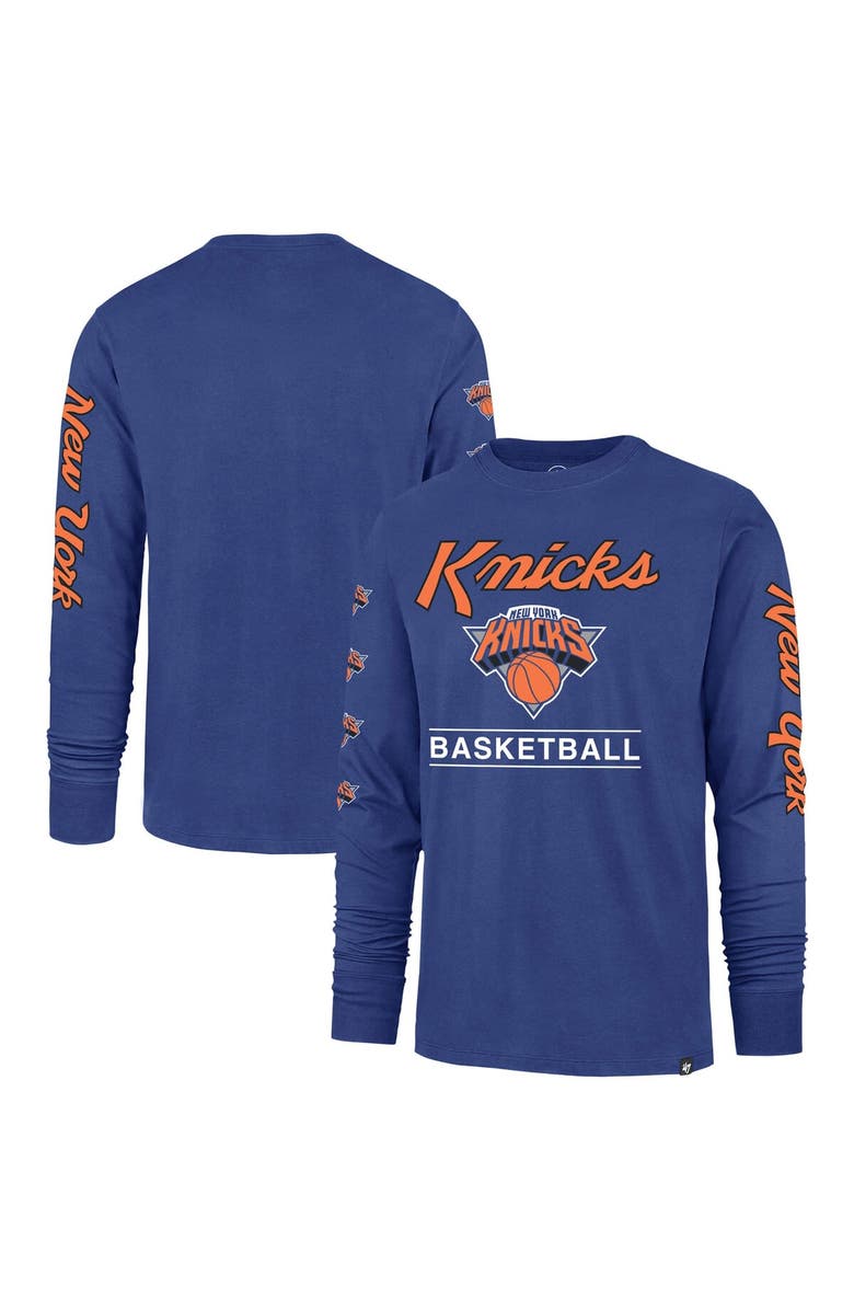 '47 Men's '47 Blue New York Knicks 2023/24 City Edition Triplet Franklin Long Sleeve T-Shirt, Main, color,