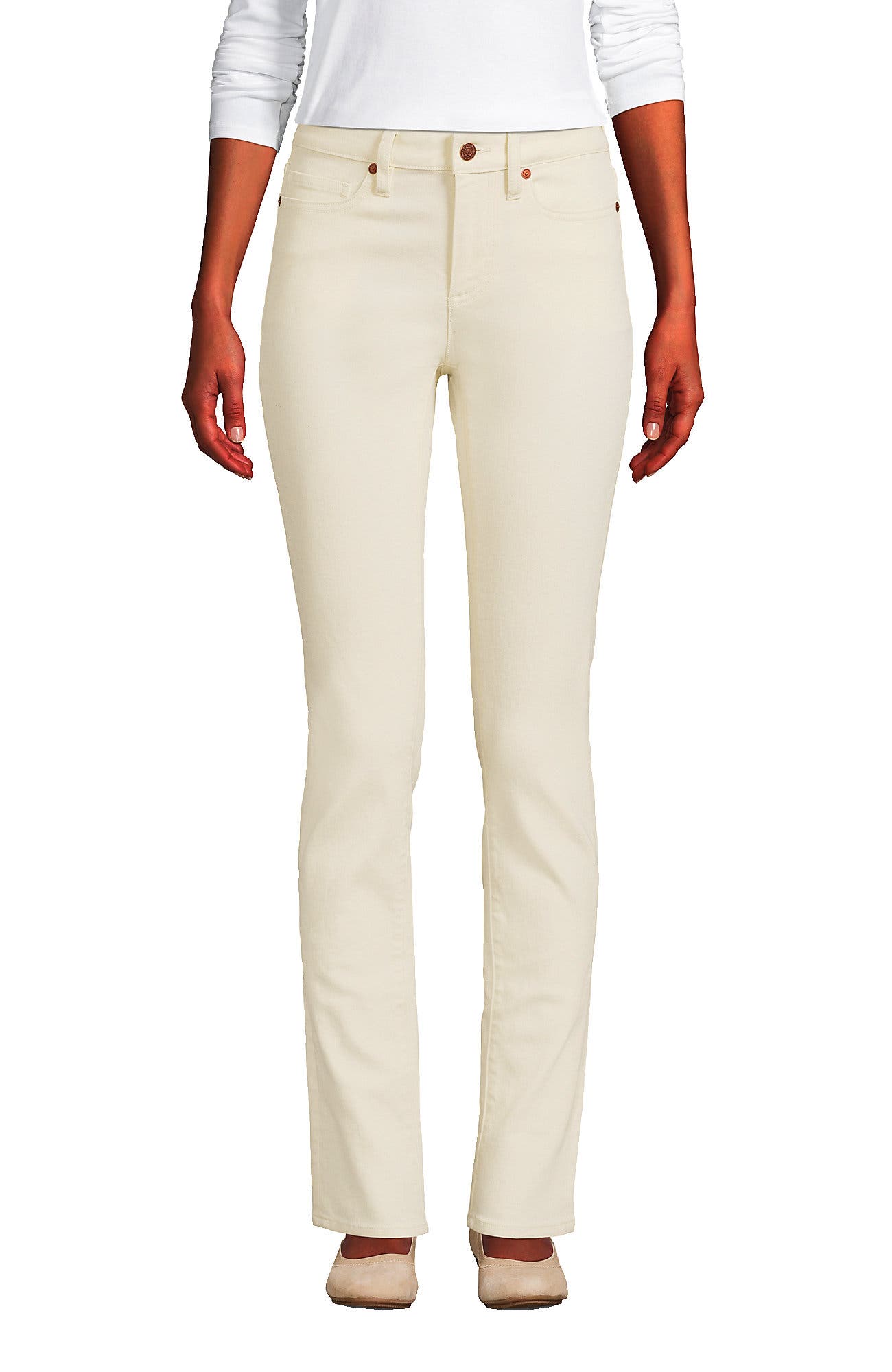 LANDS' END LANDS' END RECOVER MID RISE STRAIGHT LEG BLUE JEANS