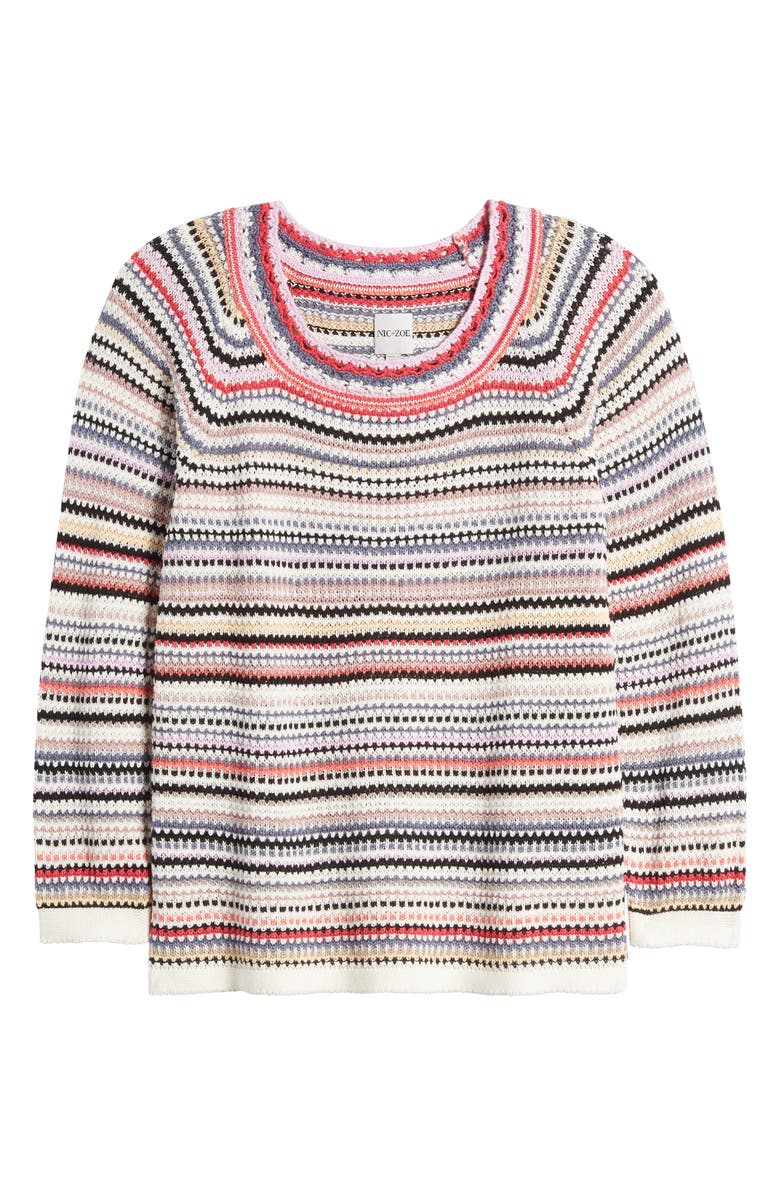 NIC+ZOE Stripe Textured Knit Sweater, Alternate, color,