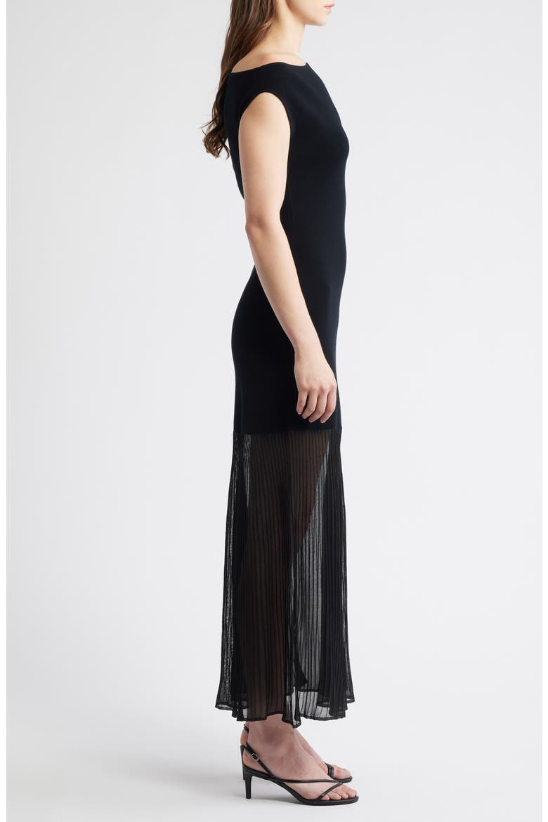Vinka Mixed Media Maxi Dress, Alternate, color, BLACK
