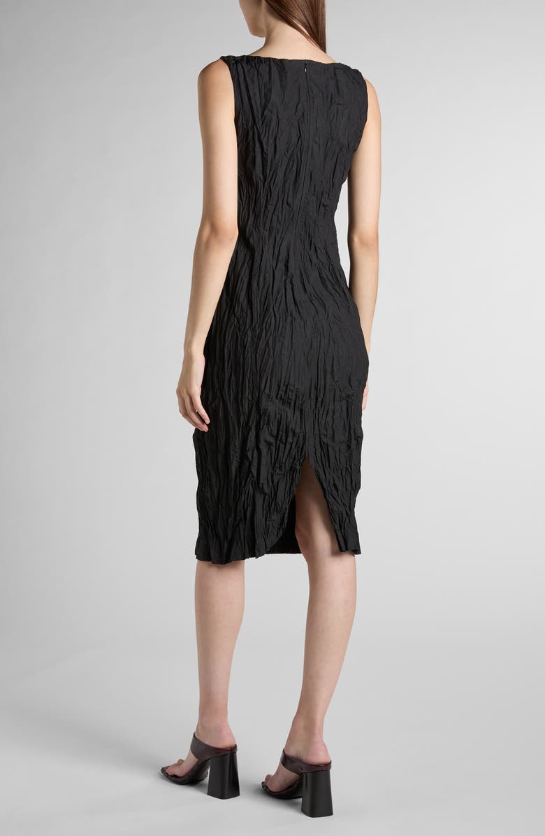 Bottega Veneta Crinkled Scoop Neck Shift Dress, Alternate, color, 1000 Black