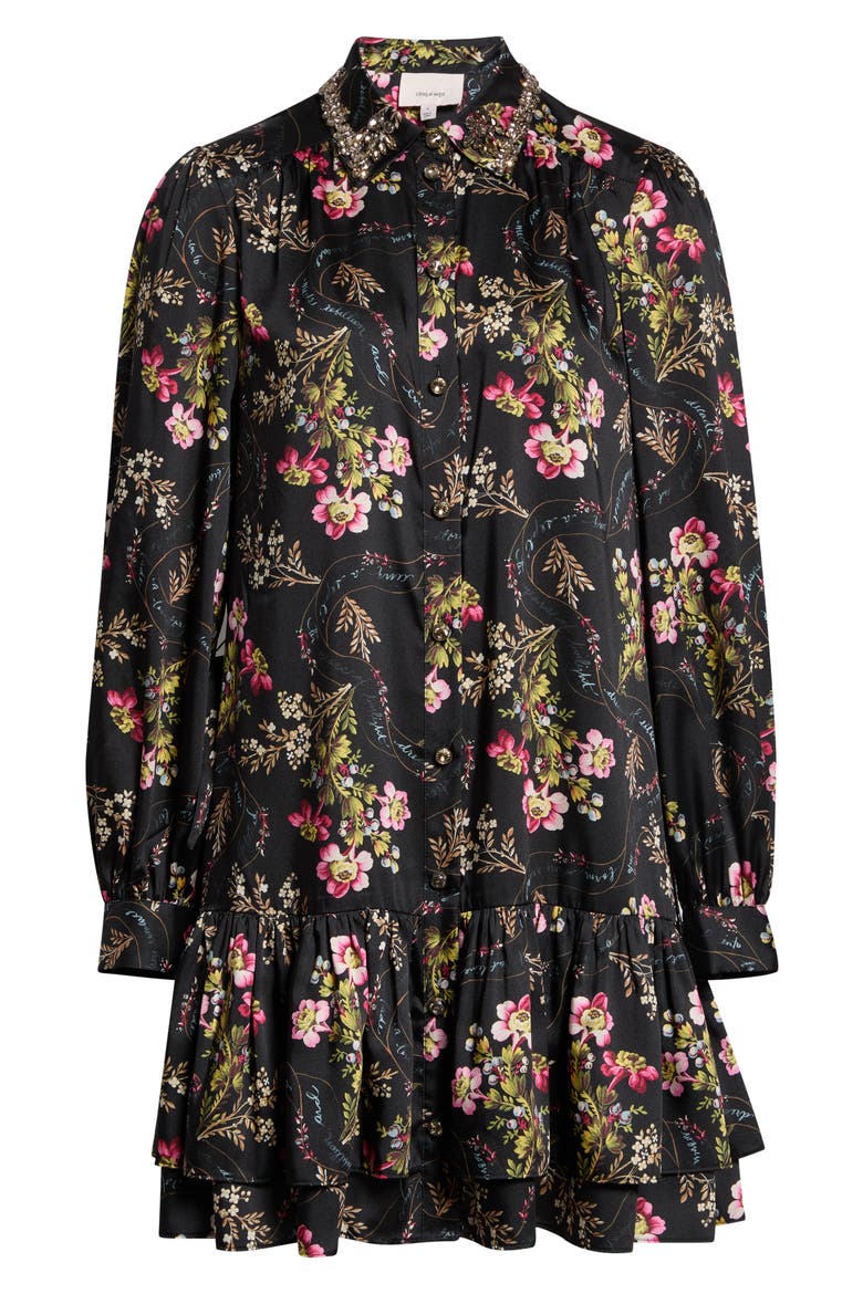 Love Letter Emilienne Embellished Floral Minidress, Alternate, color, BLACK MULTI