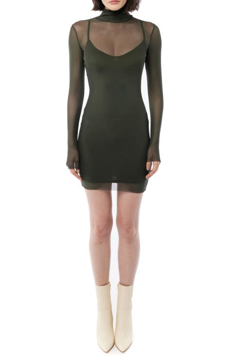 Porscha Mesh Mock Neck Minidress