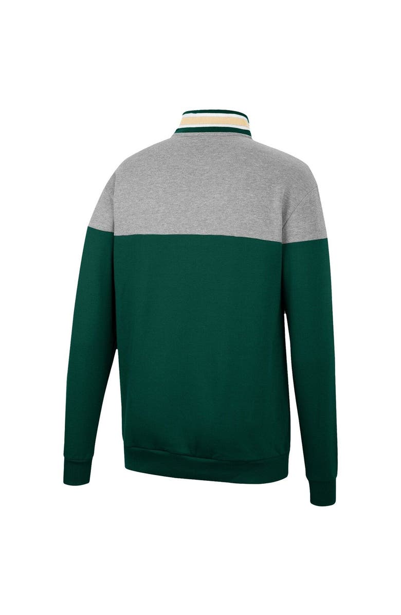 COLOSSEUM Men's Colosseum Heathered Gray/Green Colorado State Rams Be the Ball Quarter-Zip Top, Alternate, color,