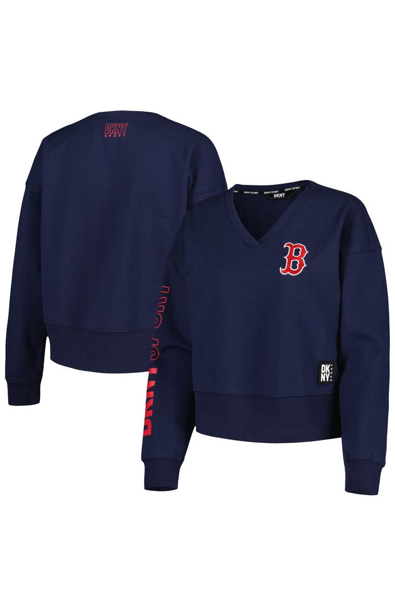 DKNY SPORT Women's DKNY Sport Navy Boston Red Sox Lily V-Neck Pullover Sweatshirt, Alternate, color, Navy