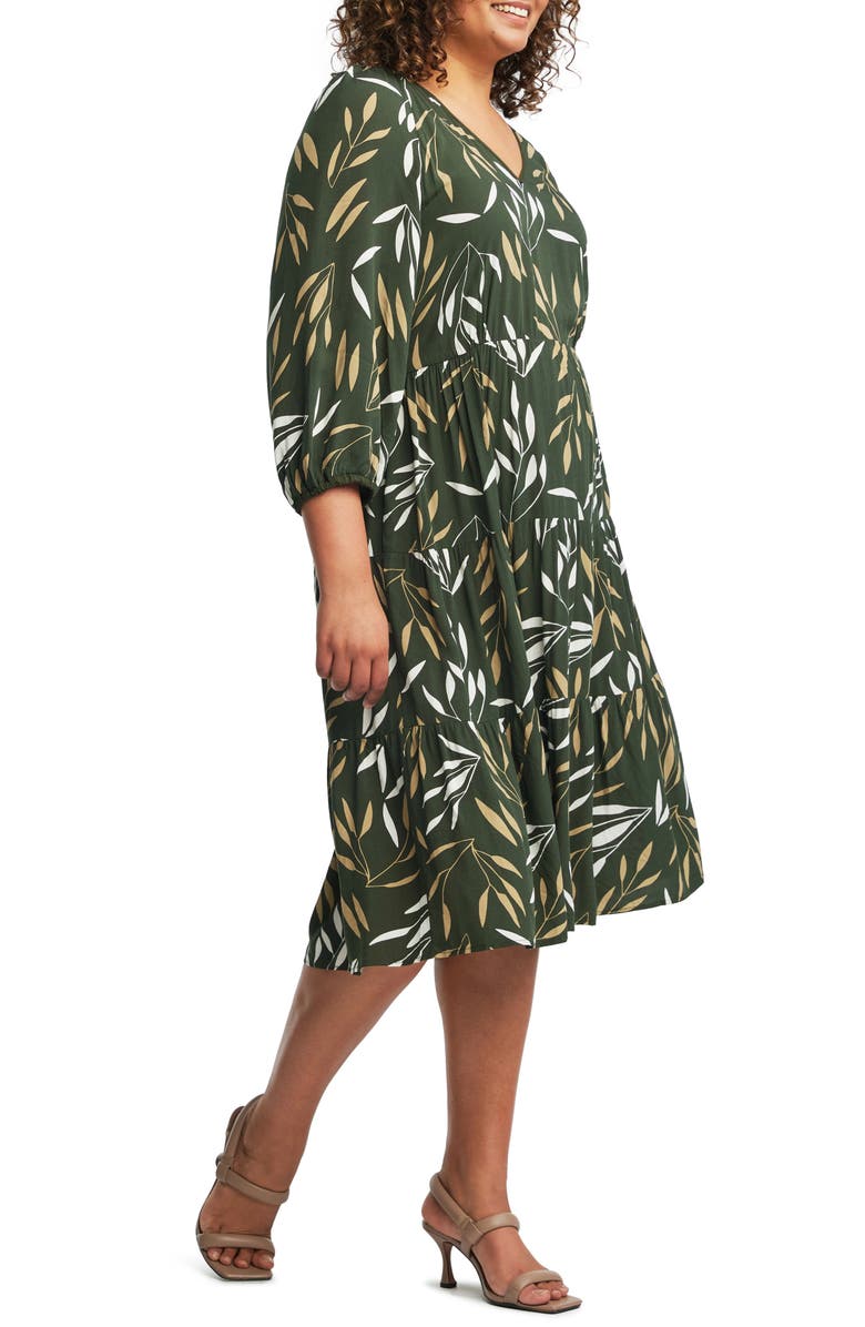 Estelle Brighton Foliage Print Midi Dress, Alternate, color,