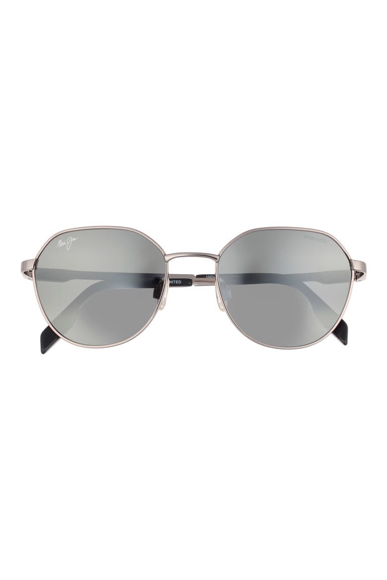 52mm Polarized Round Sunglasses, Main, color, SILVER SILVER GREY