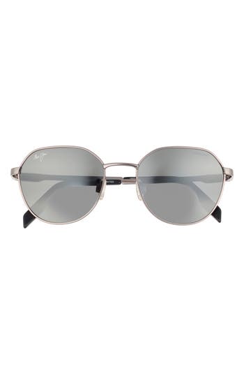 Maui Jim 52mm Polarized Round Sunglasses In Gray