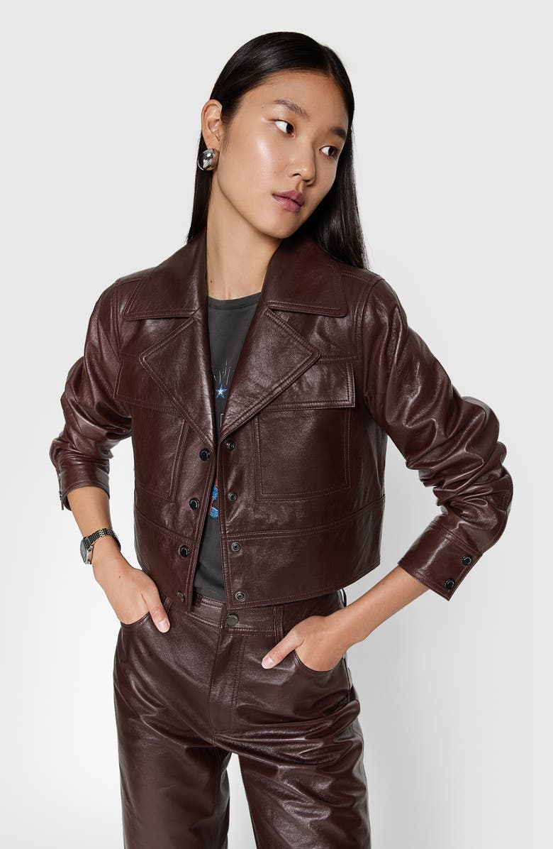 Rebecca Minkoff Ryder Crop Leather Jacket, Alternate, color, 