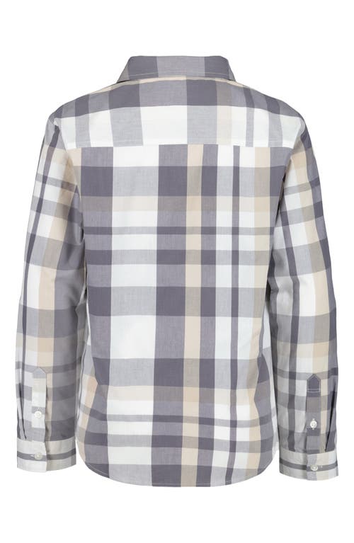 Calvin Klein Kids' Plaid Long Sleeve Button-up Shirt In Gray