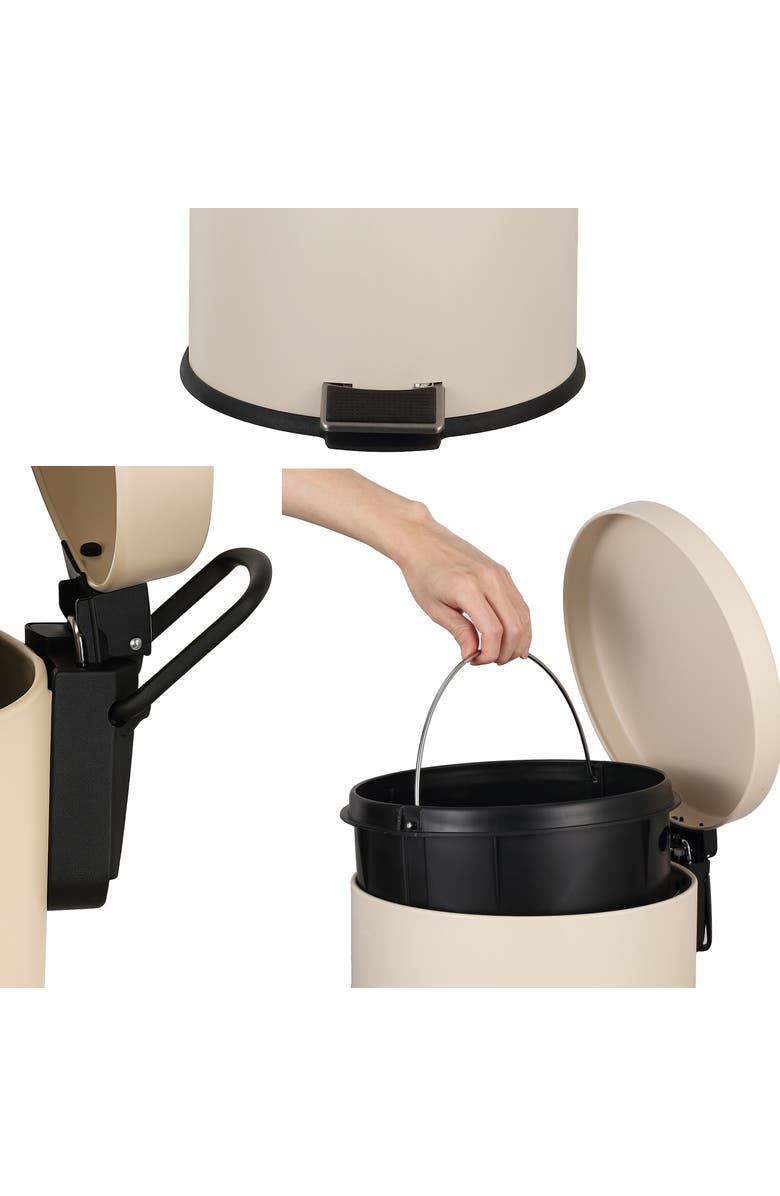 HAPPIMESS Oscar 8-Gallon Step-Open Trash Can with FREE Mini Trash Can, Alternate, color, Limestone Beige