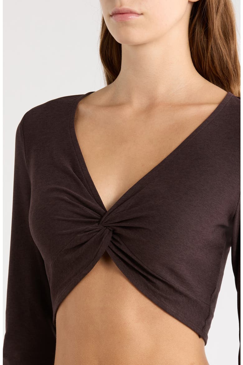 Featherweight Plie Performance Long Sleeve Top, Alternate, color, DARK CHOCOLATE HEATHER