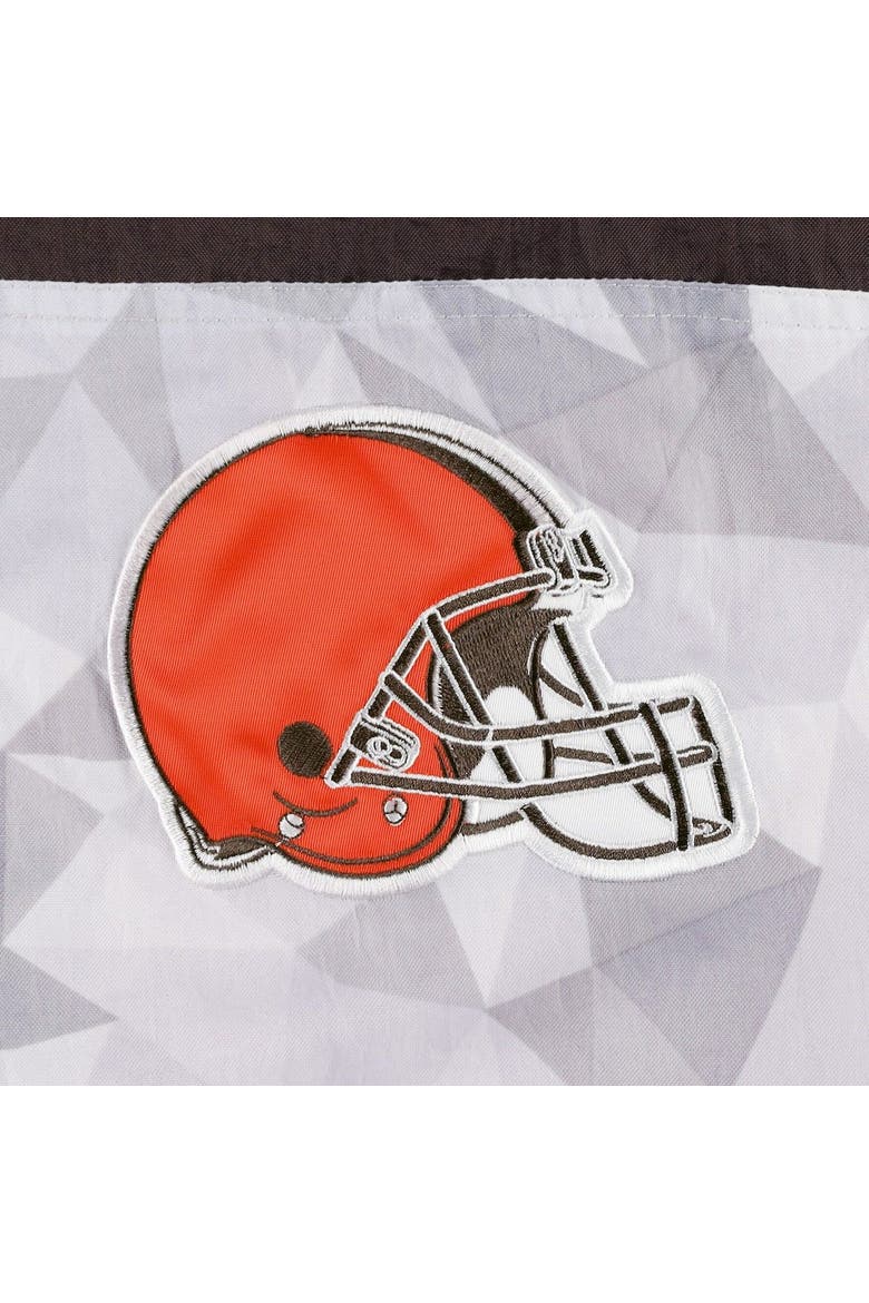 Men's Starter White/Brown Cleveland Browns Thursday Night Gridiron Raglan Half-Zip Hooded Jacket, Alternate, color, White
